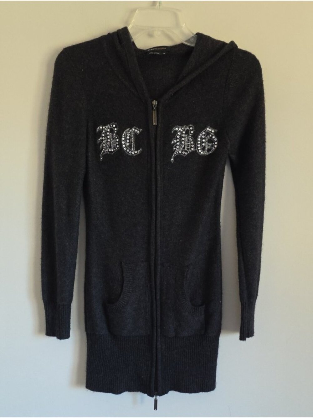 BCBG MAXAZRIA | Y2K Zip Up Sweater Dress Angora Cashmere Gray Sz M